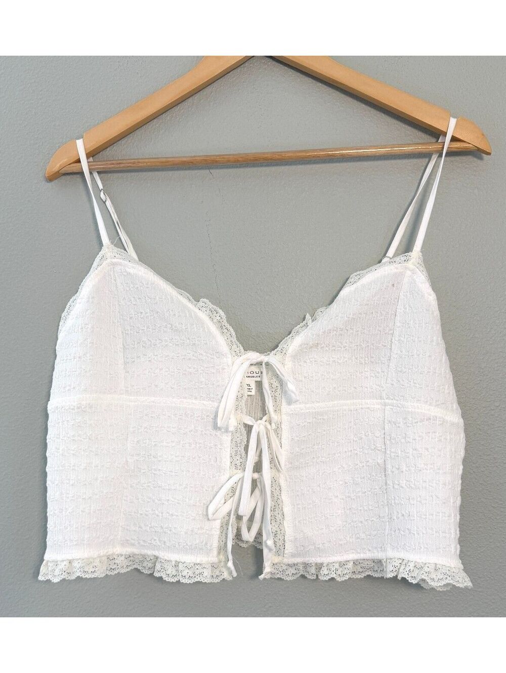 Kirious Los Angeles Textured Cami Top With Lace And Front Ties - Women's XL NWOT